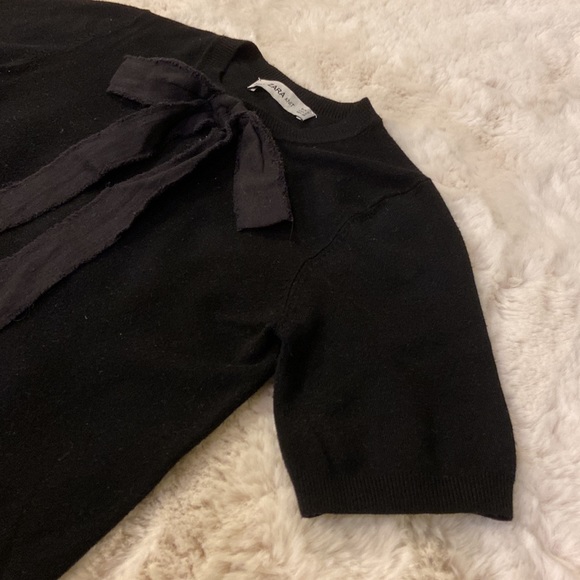 Zara Knit Black Sweater with Bow Detail Size S - Picture 5 of 8
